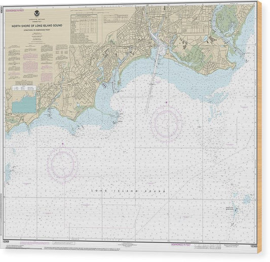 Nautical Chart-12369 North Shore-Long Island Sound Stratford-Sherwood Point Wood Print