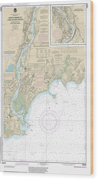 Nautical Chart-12370 North Shore-Long Island Sound Housatonic River-Milford Harbor Wood Print