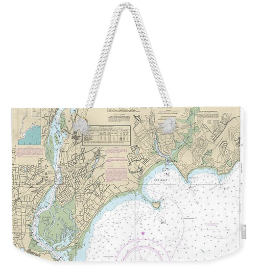 Nautical Chart-12370 North Shore-long Island Sound Housatonic River-milford Harbor - Weekender Tote Bag