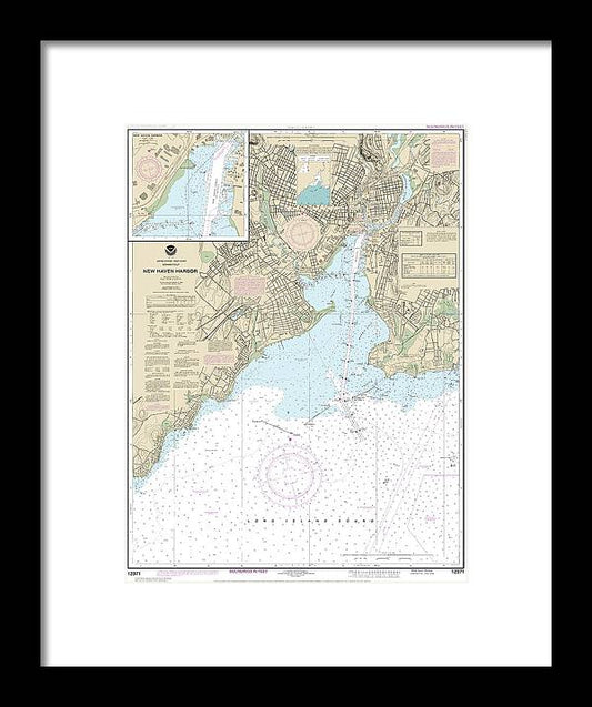 Nautical Chart-12371 New Haven Harbor, New Haven Harbor (inset) - Framed Print