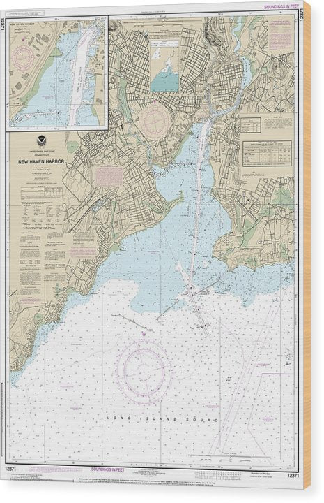 Nautical Chart-12371 New Haven Harbor, New Haven Harbor (Inset) Wood Print