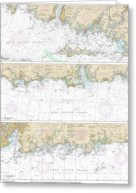 Nautical Chart-12372 Long Island Sound-watch Hill-new Haven Harbor - Greeting Card