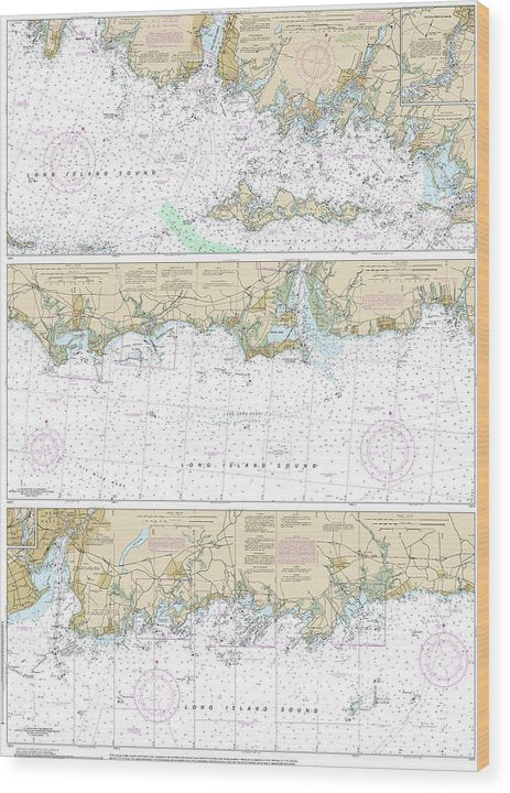 Nautical Chart-12372 Long Island Sound-Watch Hill-New Haven Harbor Wood Print
