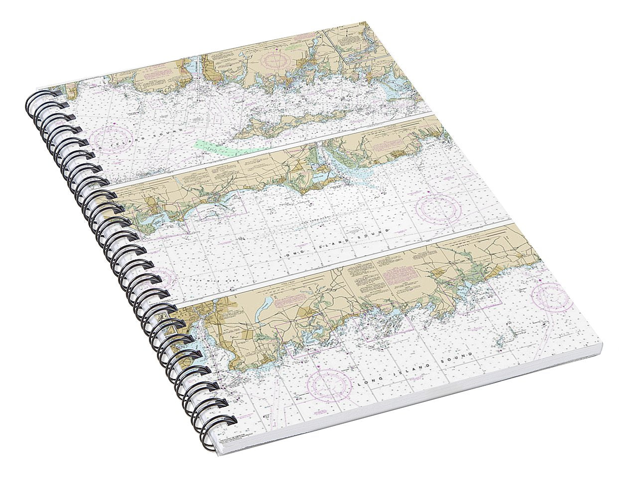 Nautical Chart-12372 Long Island Sound-watch Hill-new Haven Harbor - Spiral Notebook