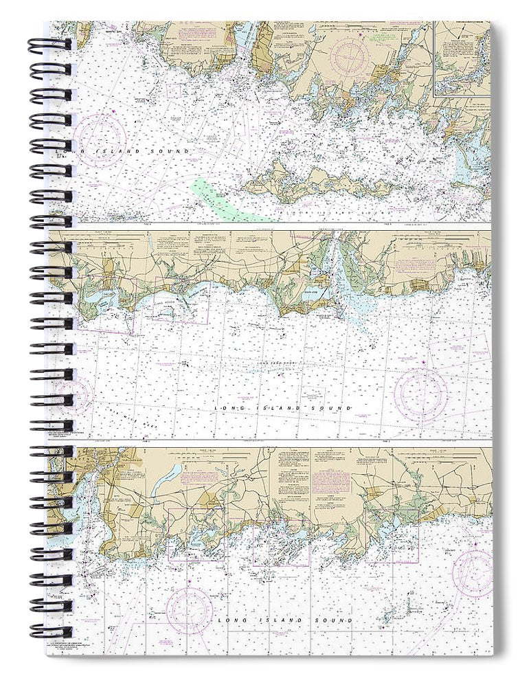 Nautical Chart 12372 Long Island Sound Watch Hill New Haven Harbor Spiral Notebook