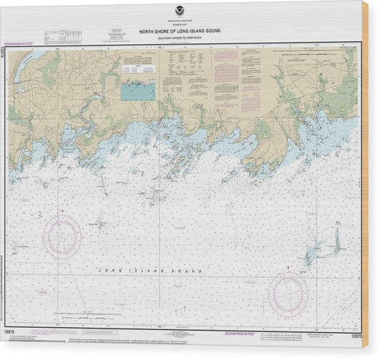 Nautical Chart-12373 North Shore-Long Island Sound Guilford Harbor-Farm River Wood Print