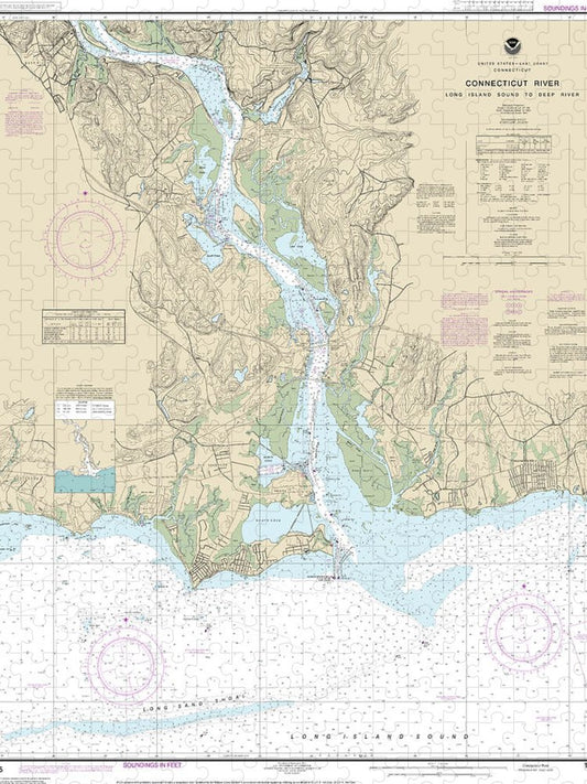 Nautical Chart 12375 Connecticut River Long Lsland Sound Deep River Puzzle