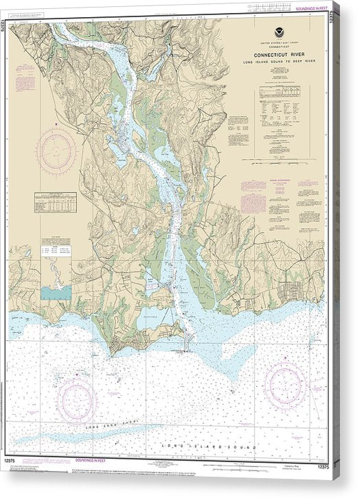 Nautical Chart-12375 Connecticut River Long Lsland Sound-Deep River  Acrylic Print