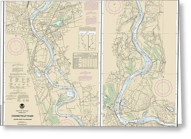 Nautical Chart-12378 Connecticut River Bodkin Rock-hartford - Greeting Card