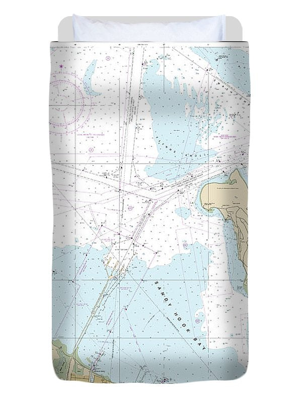 Nautical Chart-12401 New York Lower Bay Southern Part - Duvet Cover