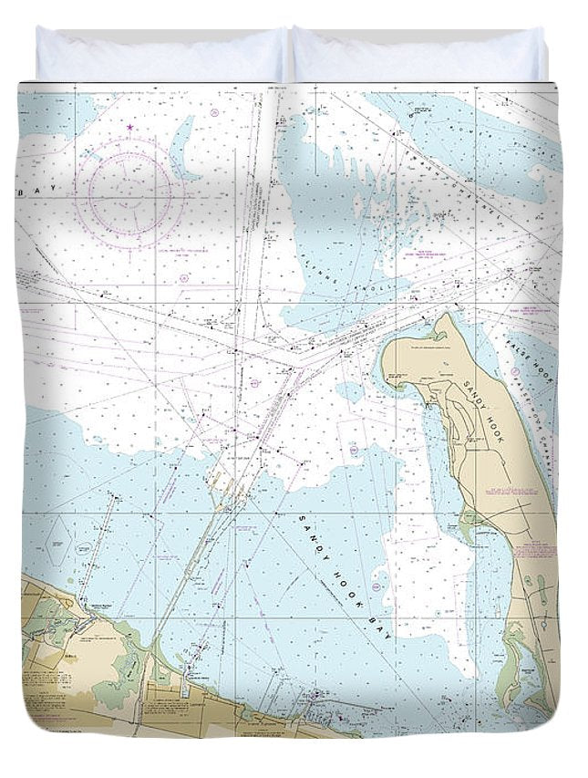 Nautical Chart-12401 New York Lower Bay Southern Part - Duvet Cover