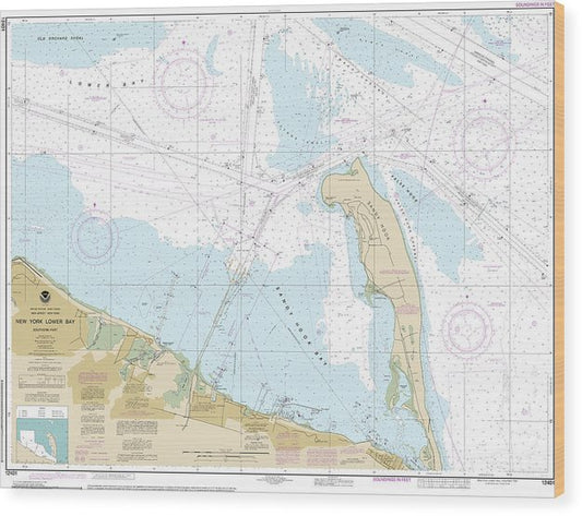 Nautical Chart-12401 New York Lower Bay Southern Part Wood Print