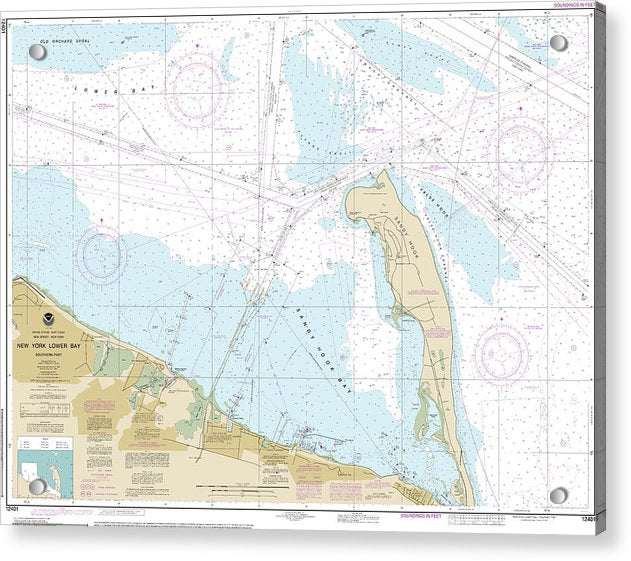 Nautical Chart-12401 New York Lower Bay Southern Part - Acrylic Print