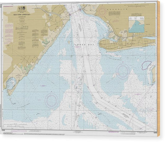 Nautical Chart-12402 New York Lower Bay Northern Part Wood Print