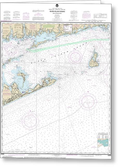 Nautical Chart-13205 Block Island Sound-approaches - Greeting Card