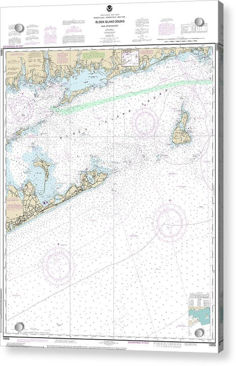 Nautical Chart-13205 Block Island Sound-approaches - Acrylic Print