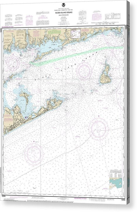 Nautical Chart-13205 Block Island Sound-Approaches  Acrylic Print
