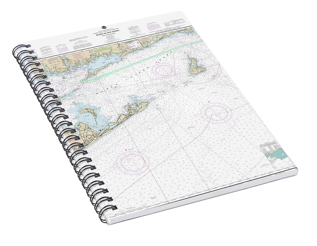 Nautical Chart-13205 Block Island Sound-approaches - Spiral Notebook