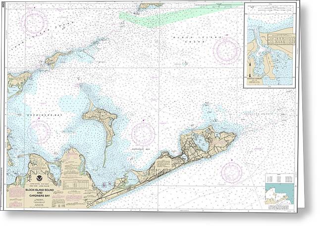 Nautical Chart-13209 Block Island Sound-gardiners Bay, Montauk Harbor - Greeting Card