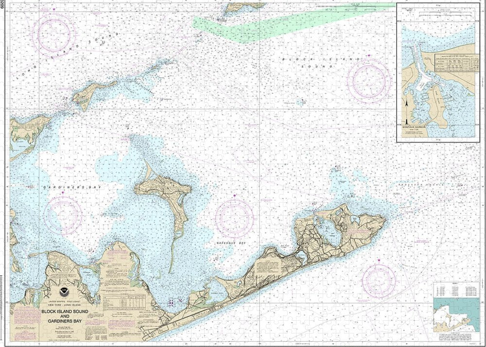 Nautical Chart-13209 Block Island Sound-gardiners Bay, Montauk Harbor - Puzzle