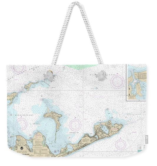 Nautical Chart-13209 Block Island Sound-gardiners Bay, Montauk Harbor - Weekender Tote Bag
