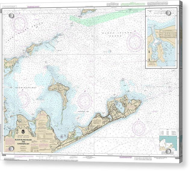 Nautical Chart-13209 Block Island Sound-gardiners Bay, Montauk Harbor - Acrylic Print