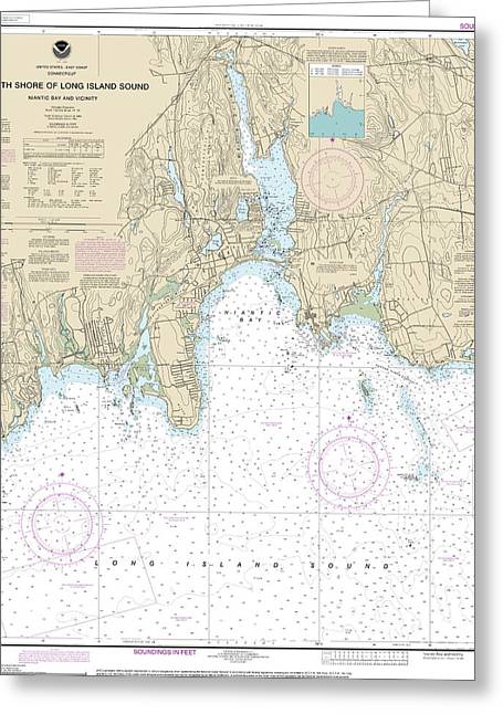 Nautical Chart-13211 North Shore-long Island Sound Niantic Bay-vicinity - Greeting Card