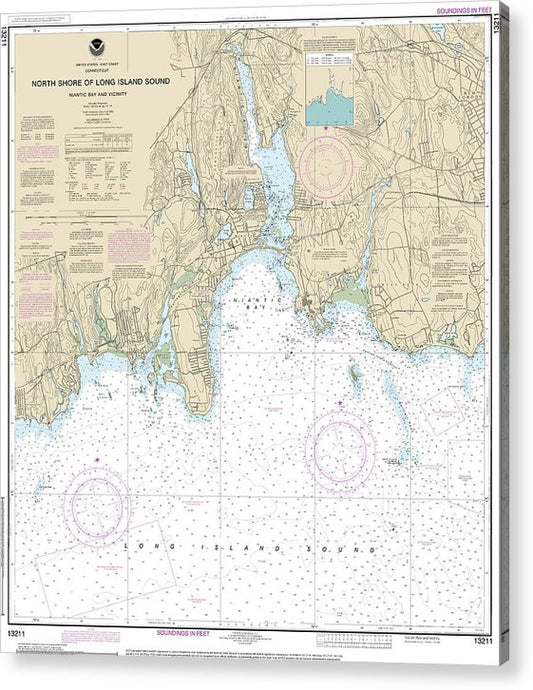 Nautical Chart-13211 North Shore-Long Island Sound Niantic Bay-Vicinity  Acrylic Print