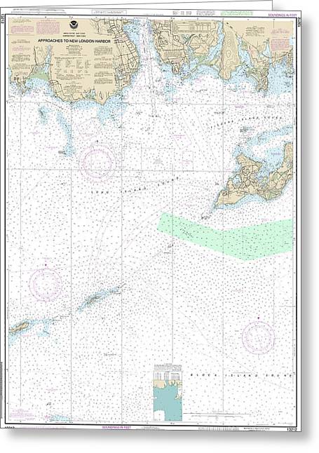 Nautical Chart-13212 Approaches-new London Harbor - Greeting Card