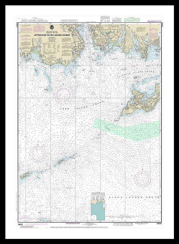 Nautical Chart-13212 Approaches-new London Harbor - Framed Print