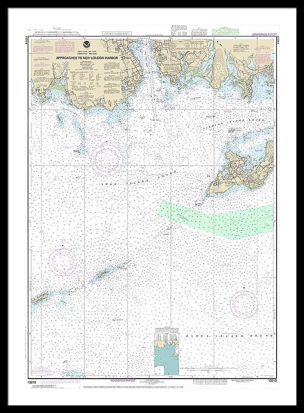 Nautical Chart-13212 Approaches-new London Harbor - Framed Print