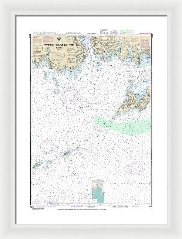 Nautical Chart-13212 Approaches-new London Harbor - Framed Print