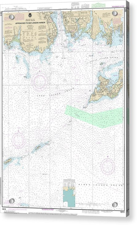 Nautical Chart-13212 Approaches-new London Harbor - Acrylic Print