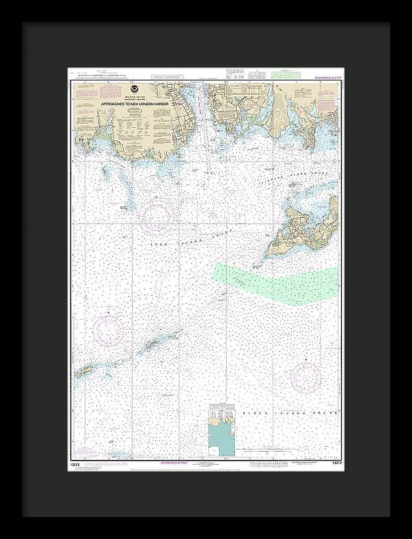 Nautical Chart-13212 Approaches-new London Harbor - Framed Print