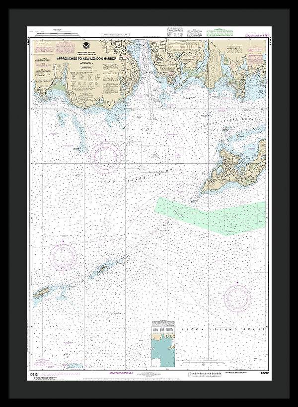 Nautical Chart-13212 Approaches-new London Harbor - Framed Print