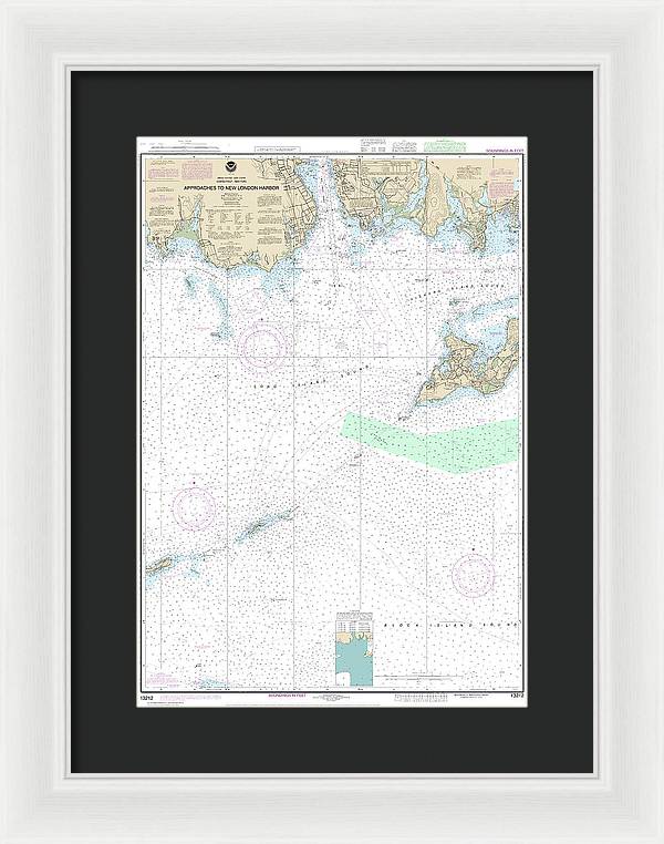 Nautical Chart-13212 Approaches-new London Harbor - Framed Print