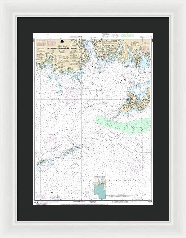 Nautical Chart-13212 Approaches-new London Harbor - Framed Print