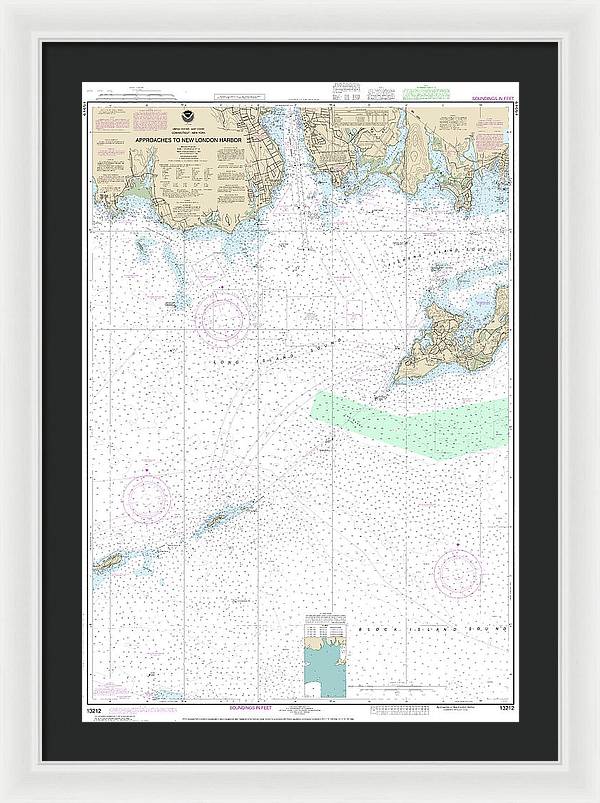 Nautical Chart-13212 Approaches-new London Harbor - Framed Print