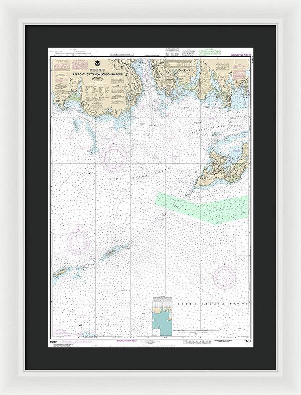 Nautical Chart-13212 Approaches-new London Harbor - Framed Print