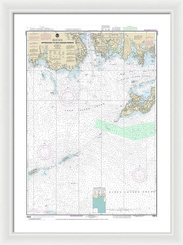 Nautical Chart-13212 Approaches-new London Harbor - Framed Print