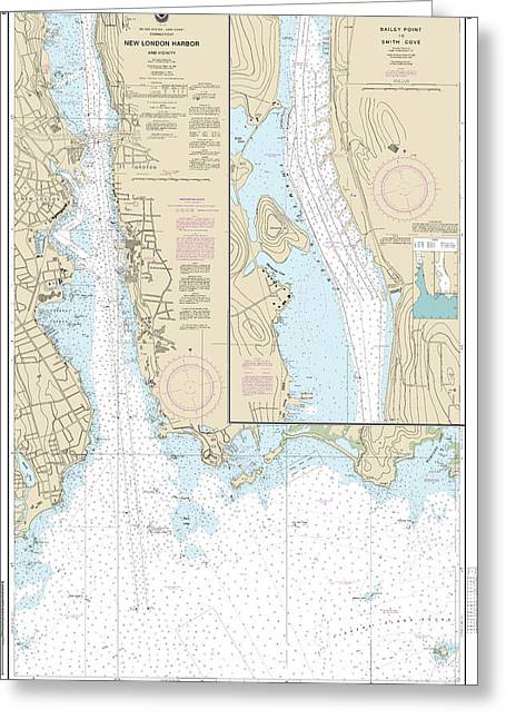 Nautical Chart-13213 New London Harbor-vicinity, Bailey Point-smith Cove - Greeting Card