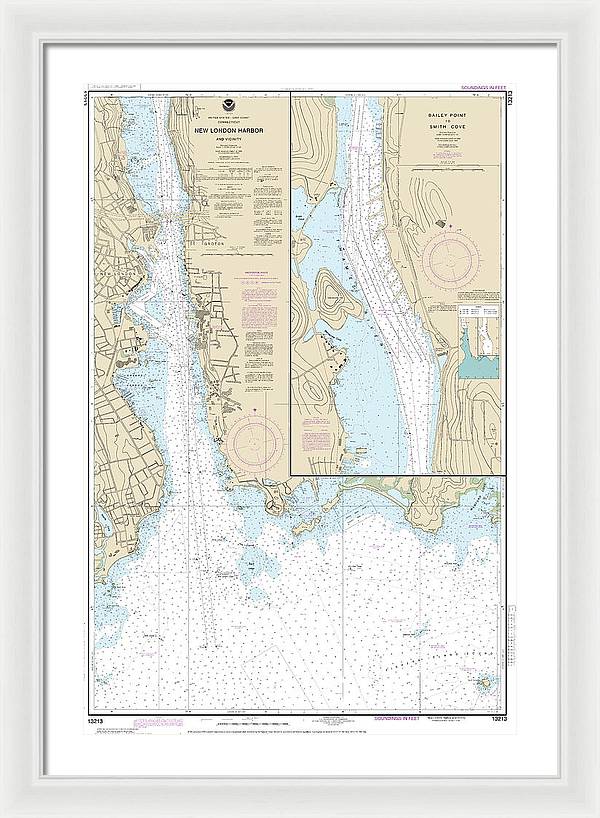 Nautical Chart-13213 New London Harbor-vicinity, Bailey Point-smith Cove - Framed Print