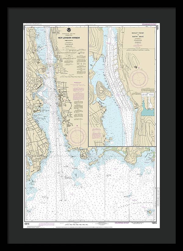 Nautical Chart-13213 New London Harbor-vicinity, Bailey Point-smith Cove - Framed Print