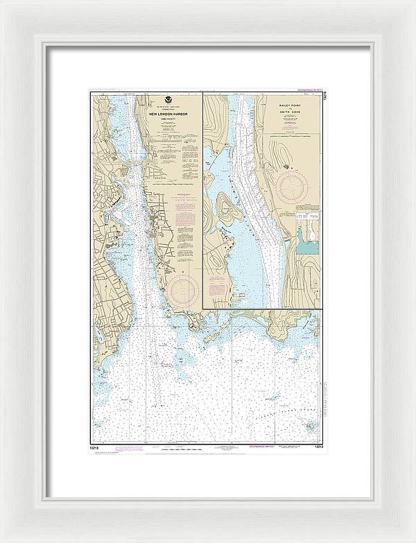 Nautical Chart-13213 New London Harbor-vicinity, Bailey Point-smith Cove - Framed Print