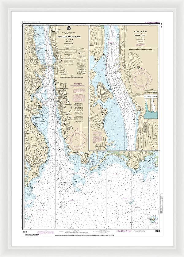 Nautical Chart-13213 New London Harbor-vicinity, Bailey Point-smith Cove - Framed Print