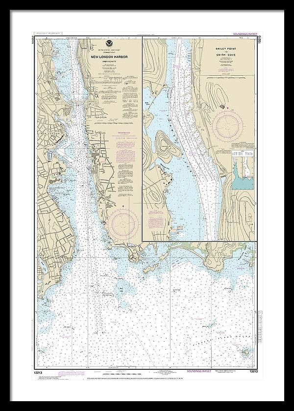 Nautical Chart-13213 New London Harbor-vicinity, Bailey Point-smith Cove - Framed Print