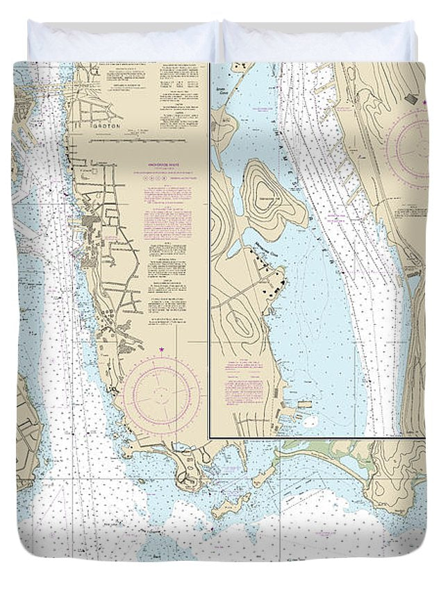 Nautical Chart-13213 New London Harbor-vicinity, Bailey Point-smith Cove - Duvet Cover