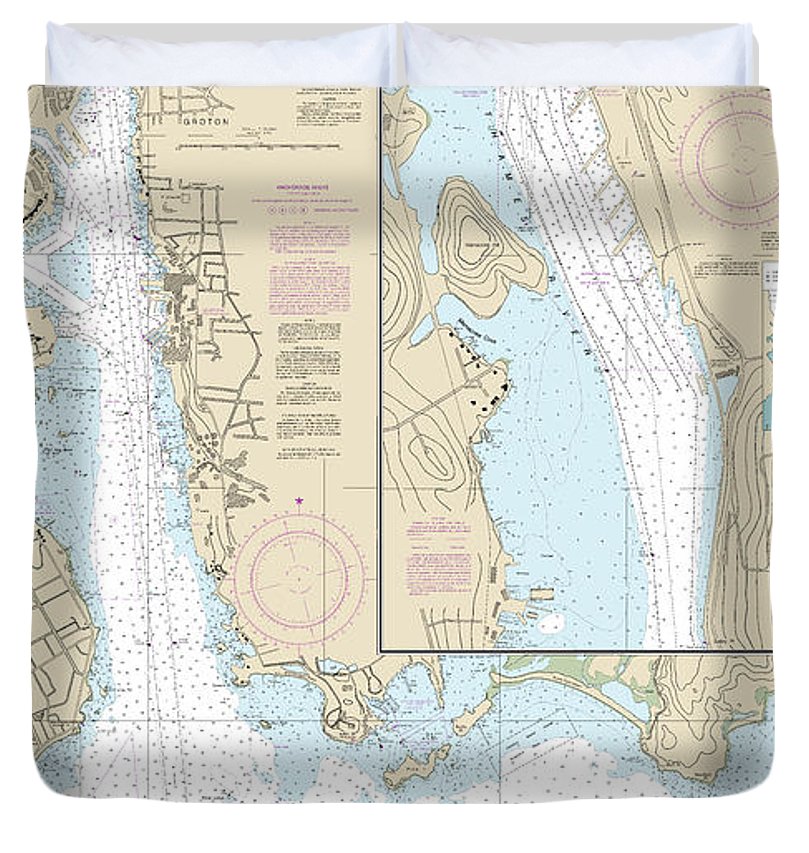 Nautical Chart 13213 New London Harbor Vicinity, Bailey Point Smith Cove Duvet Cover