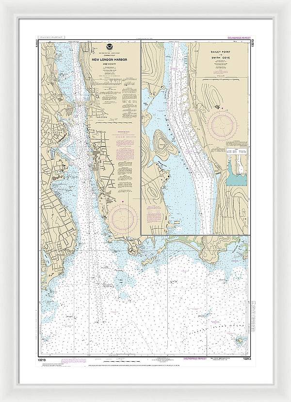 Nautical Chart-13213 New London Harbor-vicinity, Bailey Point-smith Cove - Framed Print