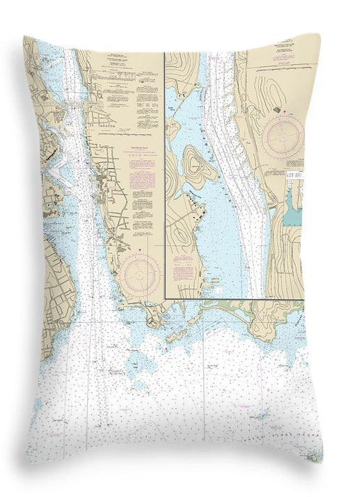 Nautical Chart-13213 New London Harbor-vicinity, Bailey Point-smith Cove - Throw Pillow